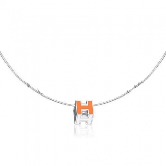 Hermes Cage d'H Necklace Orange in Lacquer With Gold